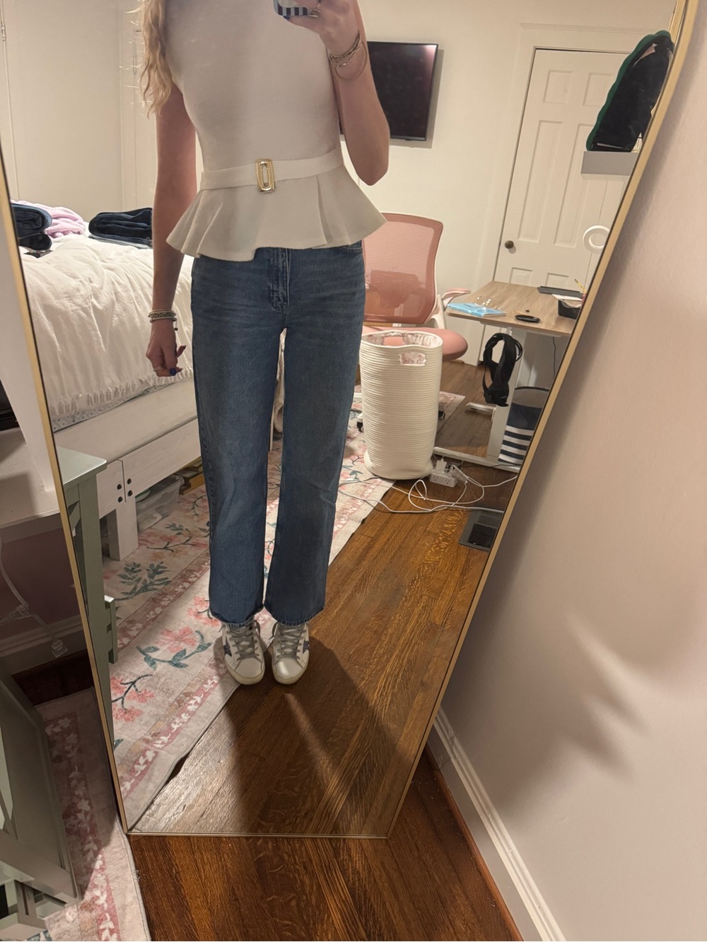 Zara Straight-Leg Jeans in Medium Blue Wash